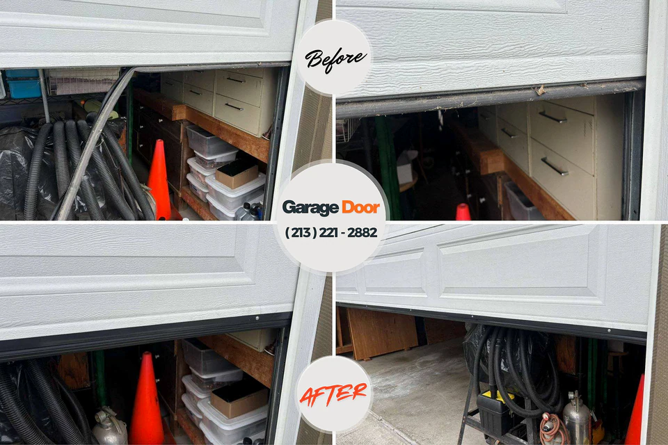 Before and after: garage door repair Union Marengo